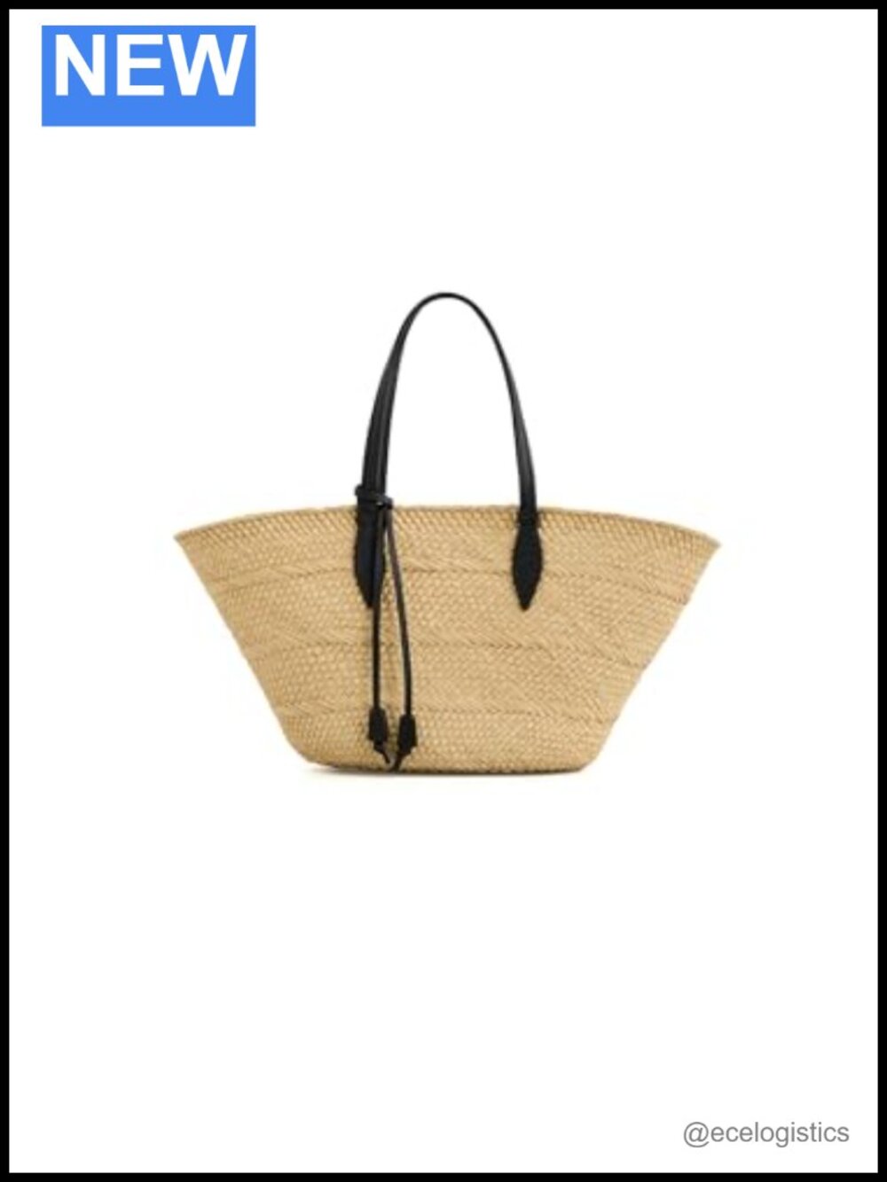 Hunting Season Small Trapeze Basket Tote Straw Leather Trim Structured Handbag